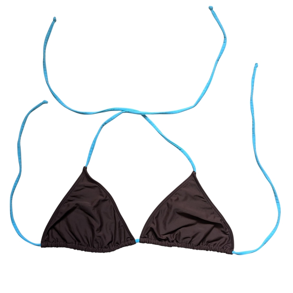 Triangle string Bikini Top brown and blue large
